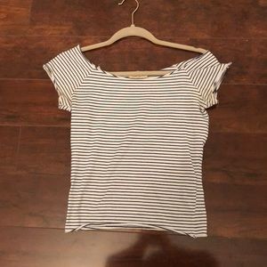 striped off the shoulder top